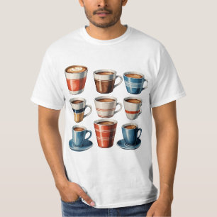 T-shirt Motif de tasses à café - Conception de Café Confor