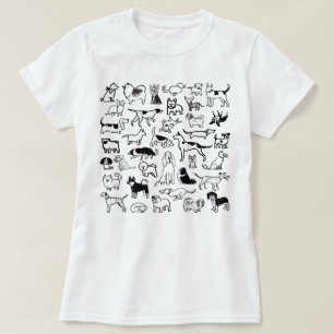 T-shirt Motif des chiens noirs et blancs  Cool Canine Love