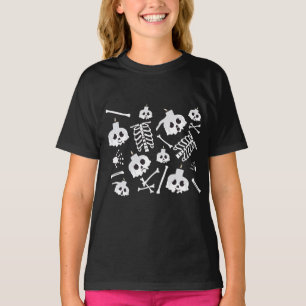 T-shirt Motif des os crâniens de squelette d'Halloween