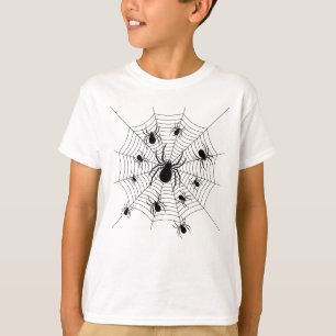 T-shirt Motif d'Halloween Black White araignées
