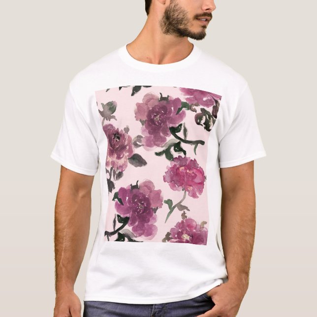 T-shirt Motif d'illustration de fleurs d'aquarelle transpa (Devant)