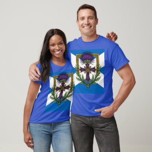 T-shirt Motif écossais Croix et Chardon Couronné Saltire