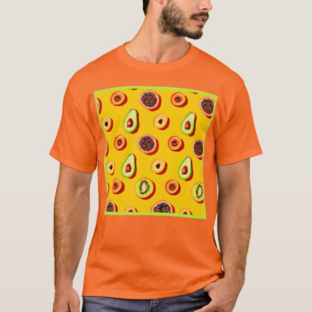T-shirt Motif élégant à base de fruits néons (Devant)