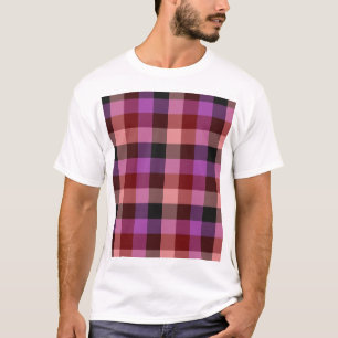 T-shirt Motif élégant à carreaux rouge cramoisi et prune s