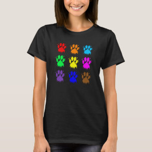 T-shirt Motif Empreinte de Patte de Chien Tache d'Encre