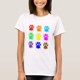 T-shirt Motif Empreinte de Patte de Chien Tache d'Encre
