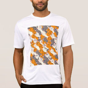 T-shirt Motif en diagonale du chat noir blanc gingembre