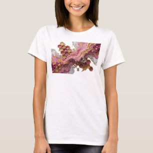 T-SHIRT MOTIF EN NID D'ABEILLE ART ABSTRAIT DESSIN FLORAL
