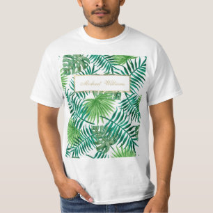 T-shirt Motif Feuille de la forêt tropicale.        