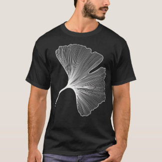 T-shirt Motif Feuille Ginkgo Biloba - Blanc