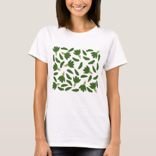 T-shirt Motif Feuille Green Spinach