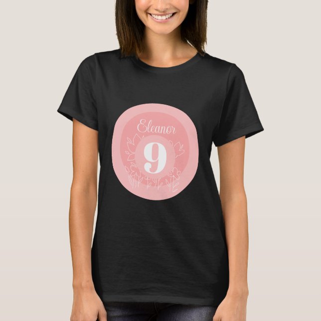 T-shirt Motif Fleur sauvage blanc sur rose (Devant)
