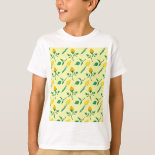 T-shirt Motif floral avec rose jaune et fleurs de tulipe