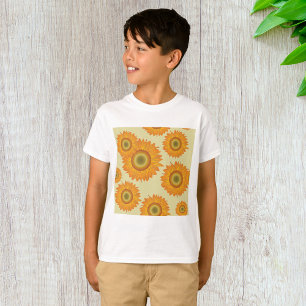 T-shirt Motif floral de tournesol jaune rétro des années 7