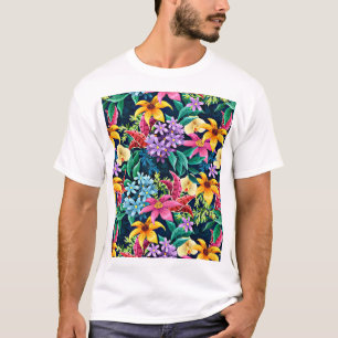 T-shirt Motif floral exotique peint à la main-23001