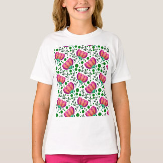 T-shirt Motif floral rose orange vibrant