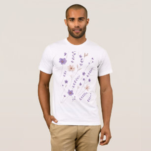 T-shirt Motif floral violet et beige élégant