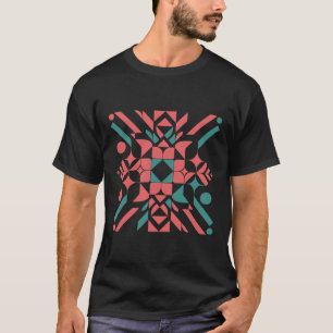 T-shirt Motif géométrique vert rose