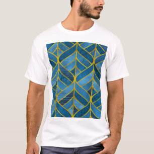 T-shirt Motif Gold Blue Grunge