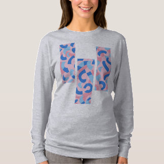 T-shirt Motif gribouillé rose et bleu divisé