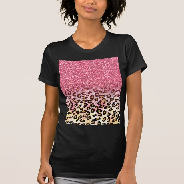 T-shirt Motif léopard de Parties scintillant rose Glam (Devant)