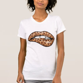 T-shirt motif lèvres de guépard brun léopard