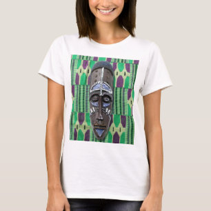T-Shirt Motif Masque Tribal Africain Tissu Kente