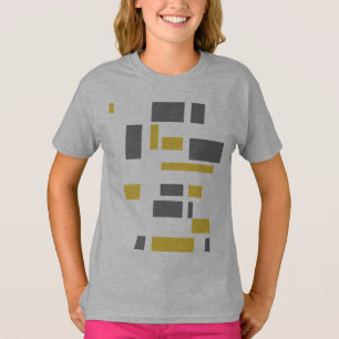 T-shirt Motif moderne, simple, cool géométrique jaune gris