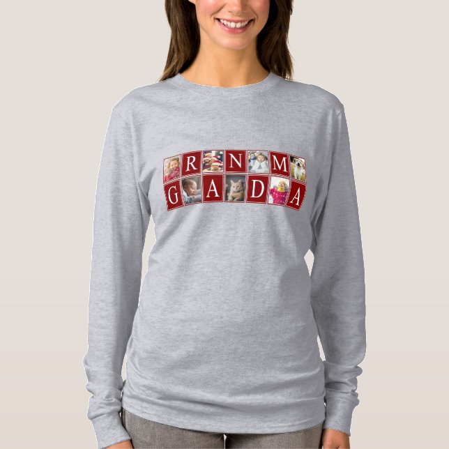 T-shirt Motif multiphoto avec Grandma Texte Photo (Devant)