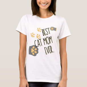 T-shirt Motif Paw Jaune Meilleur Chat Maman Jamais