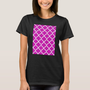 T-shirt Motif Quatrefoil En Plan Blanc Sur Rose Foncé