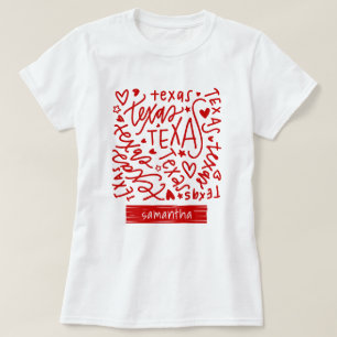 T-shirt Motif Red Texas Doodle