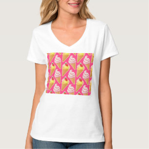 T-shirt Motif rose Kawaii avec crème glacée aux fraises