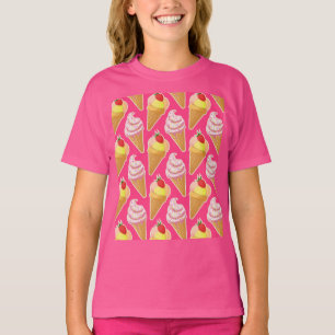 T-shirt Motif rose Kawaii avec crème glacée aux fraises