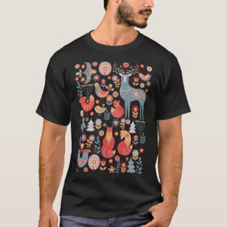 T-shirt Motif Sans Faille Avec Hivernal Chouette De Cerf E