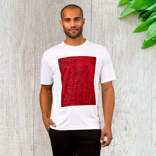 T-shirt Motif technologique de carte de circuit rétro roug