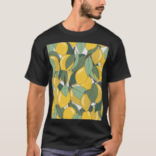 T-shirt Motif tropical aux citrons jaunes.