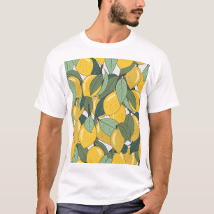 T-shirt Motif tropical aux citrons jaunes.