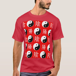 T-shirt Motif Yin Yang chinois rouge