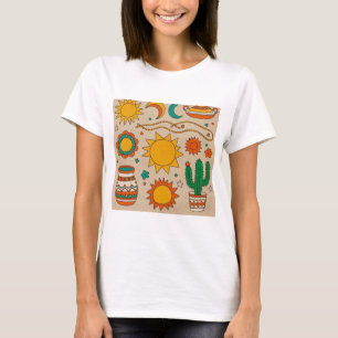 T-shirt Motifs de Bohême joueurs soleils dessinés à la mai