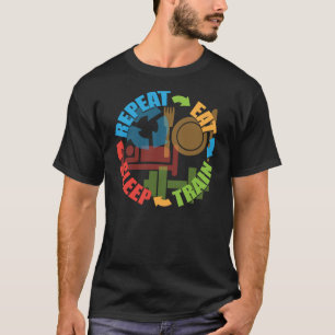 T-shirt Motivation de gym - Manger, Dormir, Train, Répéter