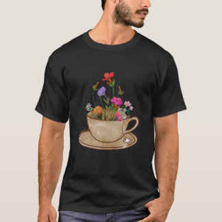 T-shirt Motivation des fleurs vintages Écritures