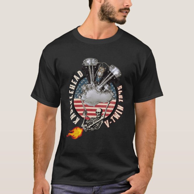 T-shirt Moto à percussion de flamme VTwin HD 1945 (Devant)
