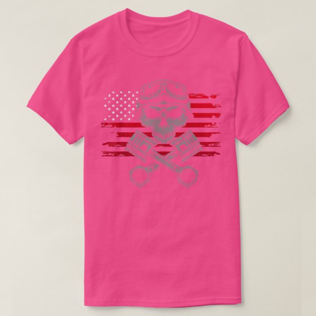 T-shirt Moto American Flag Biker (Design devant)