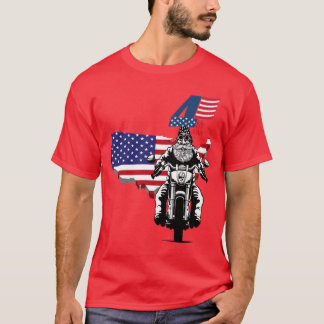 T-shirt Moto American Flag Biker