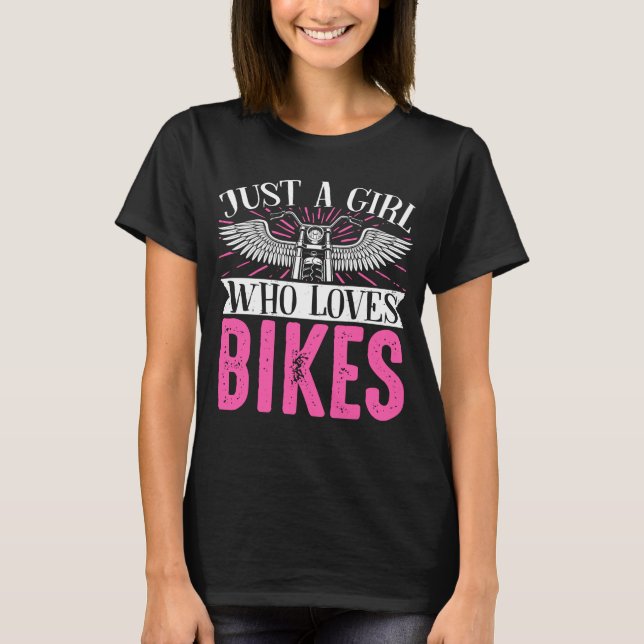 T-shirt Moto Biker Motorbike Rider Juste Une Fille Qui (Devant)