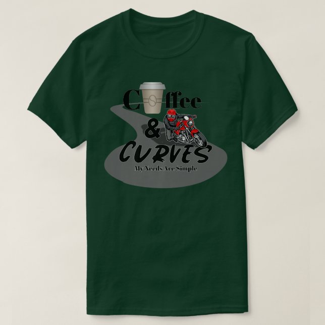 T-shirt Moto Cafe Racer, Café & Courbes, Mon Besoin D'Un (Design devant)