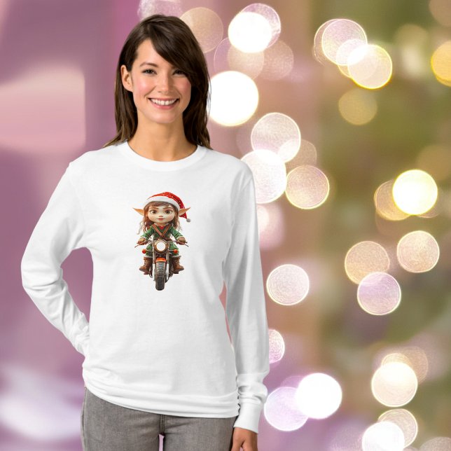 T-shirt Moto Christmas Elf Tee Femme (Créateur téléchargé)