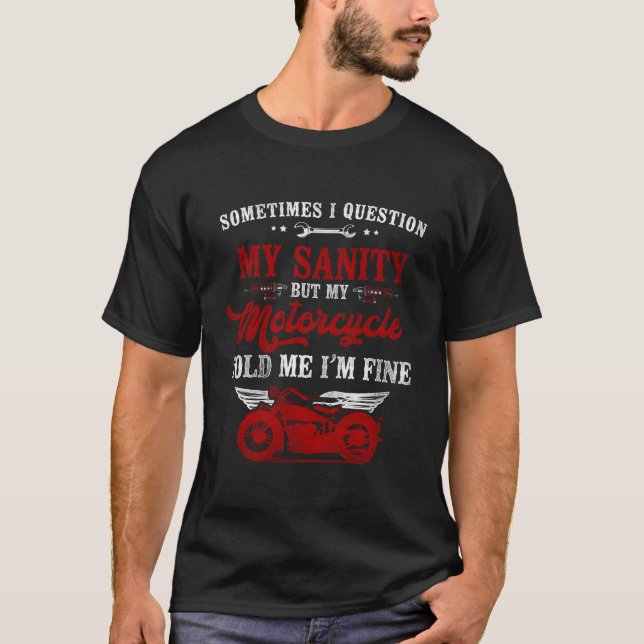 T-shirt Moto Classique Vélo Parfois Je Remise En Question  (Devant)