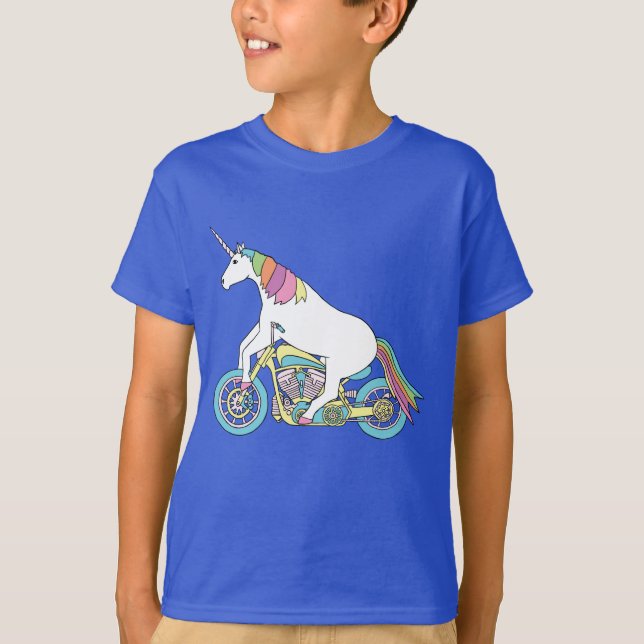 T-shirt Moto d'équitation de licorne (Devant)